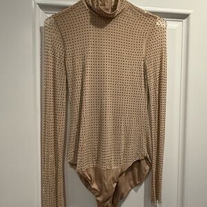 Zara Studded Beige Turtleneck Sweater